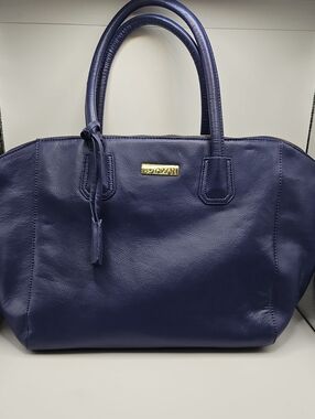 JOY & IMAN Navy Royal Blue Faux Leather Satchel Handbag Zipper Nwt